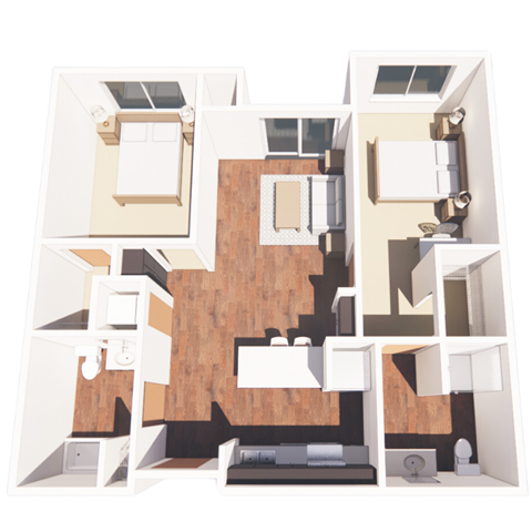 a floor plan of a house with a bedroom and a living room